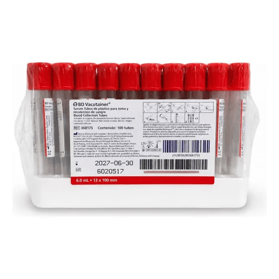Tubo Vacutainer BD Tapa Roja